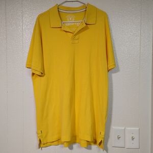 Mens Large Roebuck and Co yellow performance short sleeve polo golf casual rugby